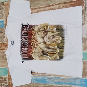 Y2K JOLI GOLF Classic Wear Heavyweight Thailand Elephant Family Print T-Shirt